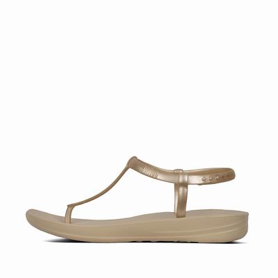 Fitflop Women's IQUSHION Splash Pearlised Back-Strap Flip Flops - Gold, NQ6708314